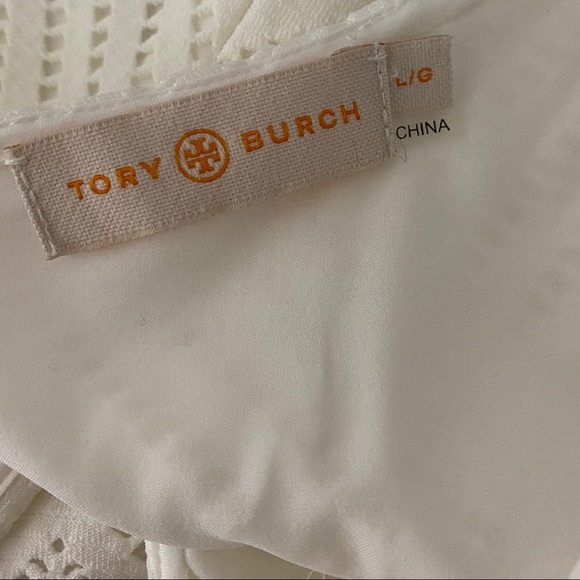 Tory Burch white Eyelet fit and flare dress sz L - Picture 5 of 8